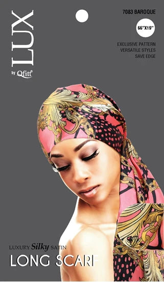 LUX Qfitt Luxury Silky Satin Long Scarf 7083-66x19