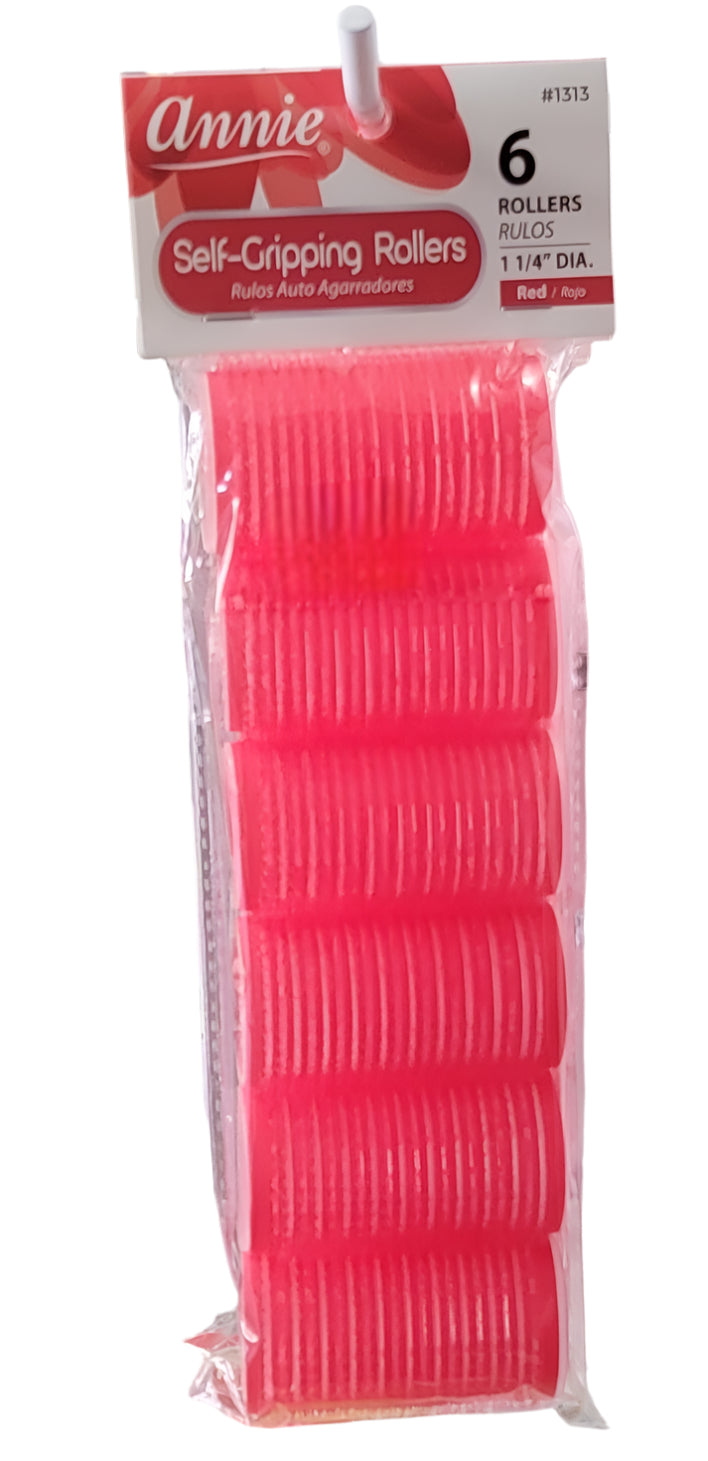Annie Self-Gripping Rollers 1 1/4" 6Ct Red #1313
