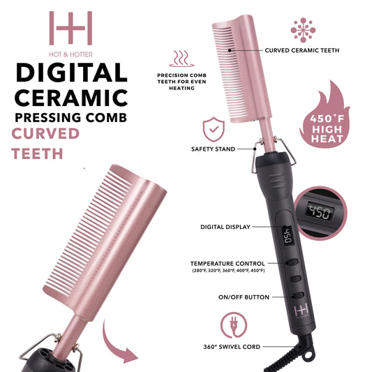 Hot & Hotter Digital Elictrical Ceramic Pressing Comb Curved