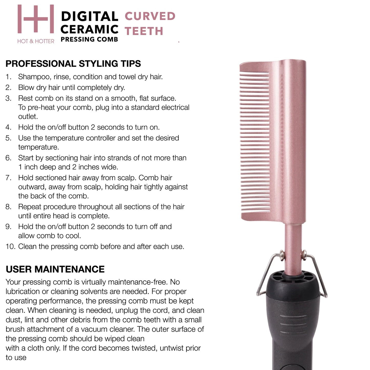 Hot & Hotter Digital Elictrical Ceramic Pressing Comb Curved