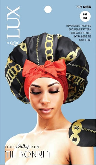 Qfitt LUX Luxury Silky Satin Tie Bonnet #7071 Assorted Patterns