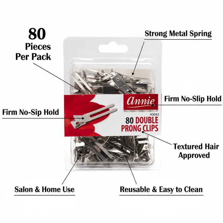 Annie 80ct Double Prong Clips #3082