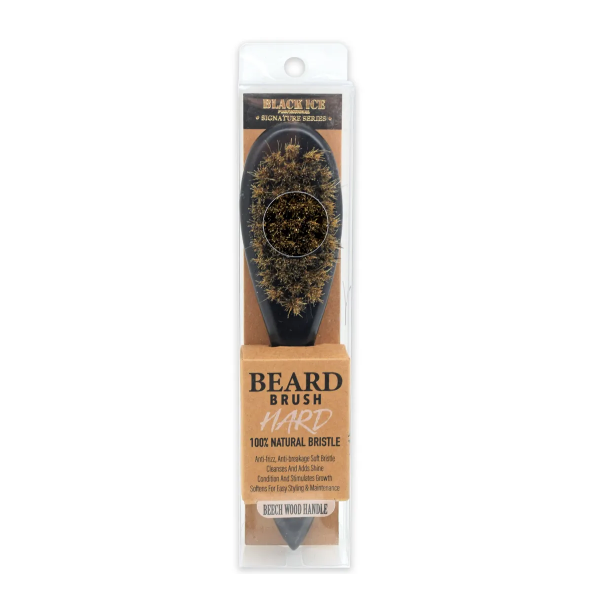 BLACK ICE Premium 100% Horse Tail Hair Beard Handle Brush - Hard