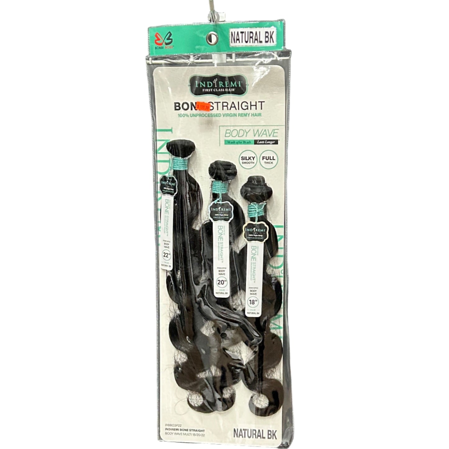 Bobbi Boss INDIREMI BONE STRAIGHT 3pc Body Wave bundles 18/20/22"
