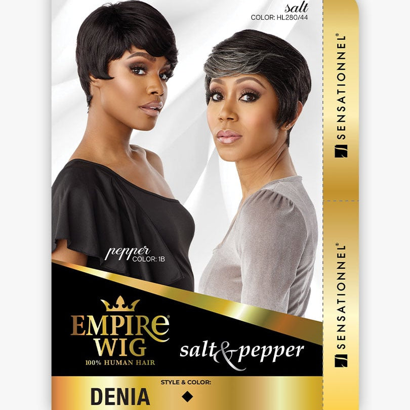 Sensationnel Empire Wig 100% Human Hair Salt & Pepper Denia