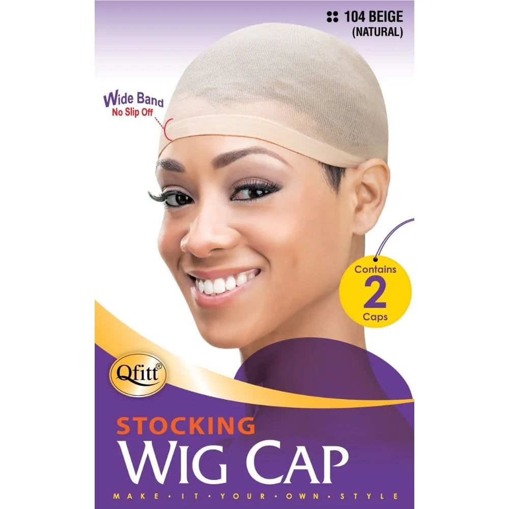 #104 Qfitt Stocking Wig Cap 2caps, Beige (Natural)