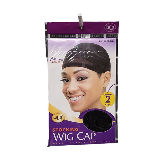 #100 Qfitt Stocking Wig Cap 2caps, Black
