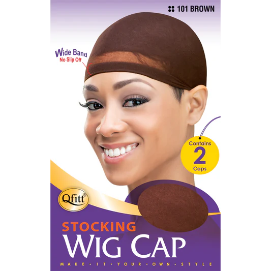 #101 Qfitt Stocking Wig Cap 2caps, Brown