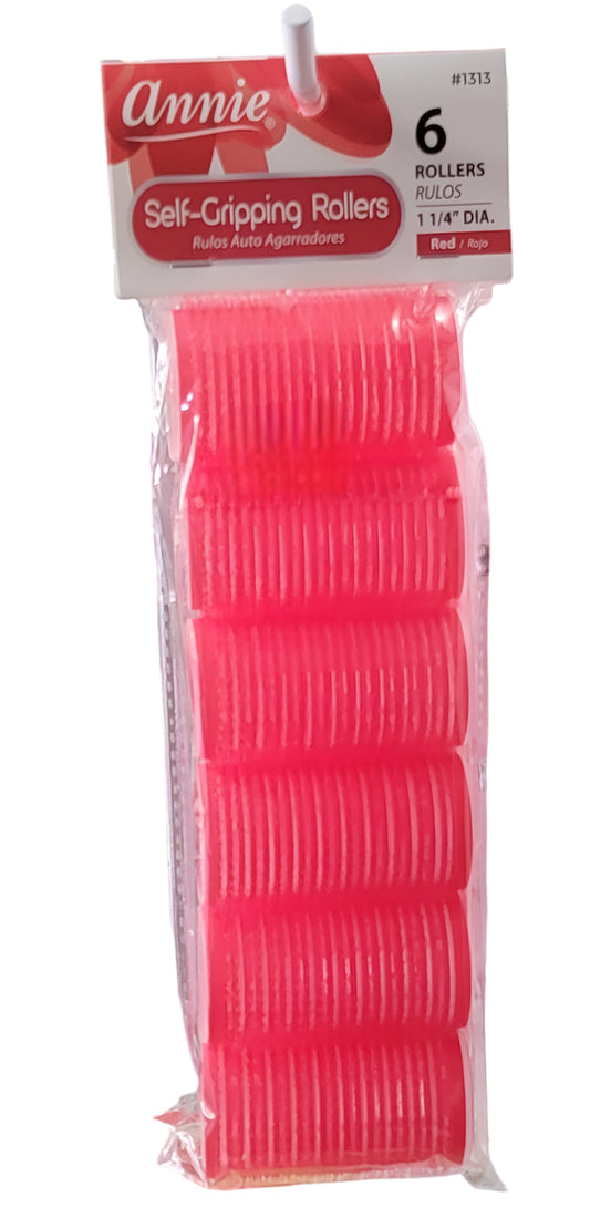 Annie Self-Gripping Rollers 1 1/4" 6Ct Red #1313