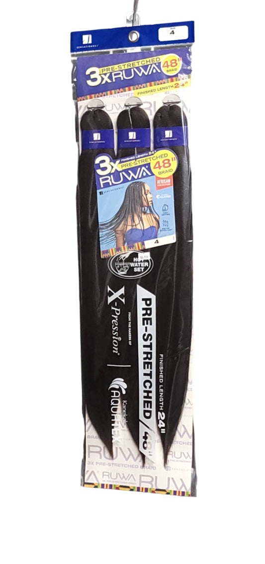Sensationnel 3X Ruwa Pre-Stretched Braid 48in Color: 4