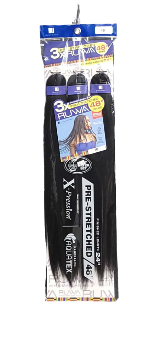 Sensationnel 3X Ruwa Pre-Stretched Braid 48in Color: 1B