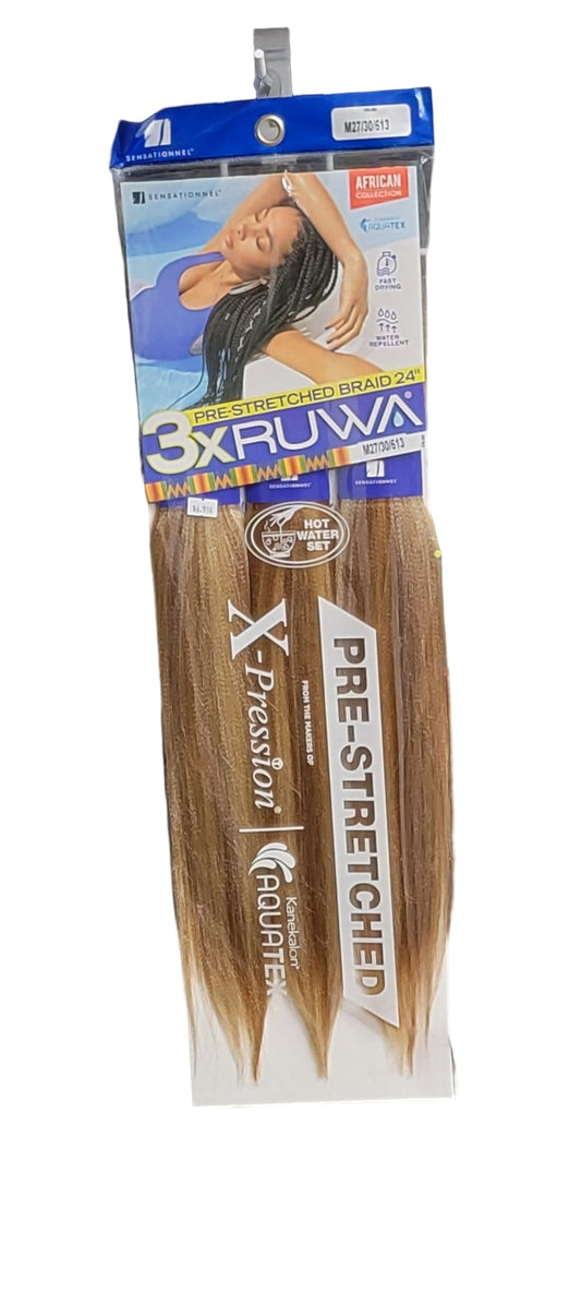 Sensationnel 3X Ruwa Pre-Stretched Braid 24in Color: M27/30/613