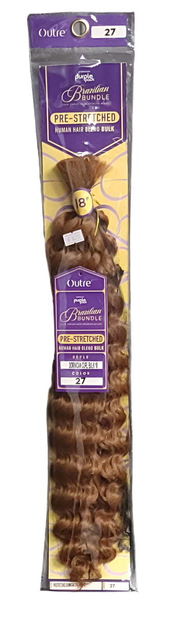 Outre Premium Purple Pack Brazilian Bundle Pre-Stretched Human Hair Blend Bulk Dominican Curl Bulk 18"