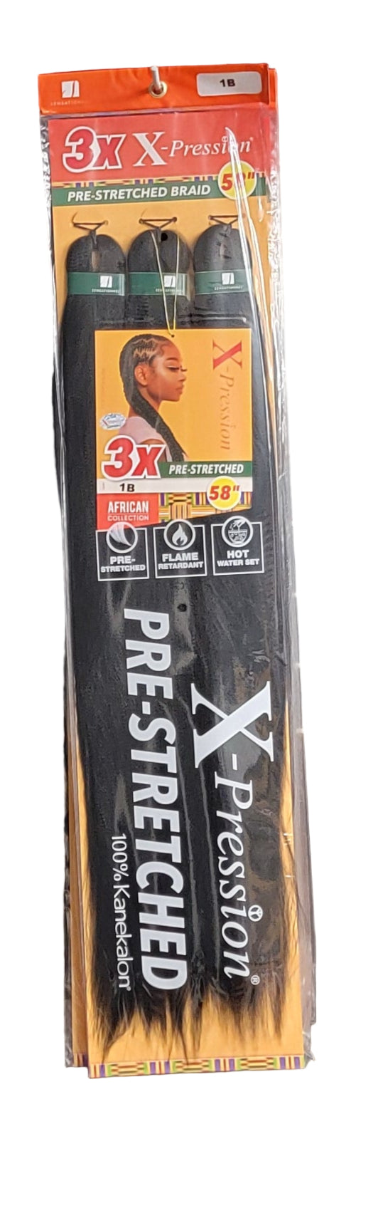 Sensationnel 3X Xpression Pre-Stretched Braid 58in Color: 1B