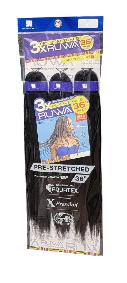 Sensationnel 3X Ruwa Pre-Stretched Braid 36in Color: 1