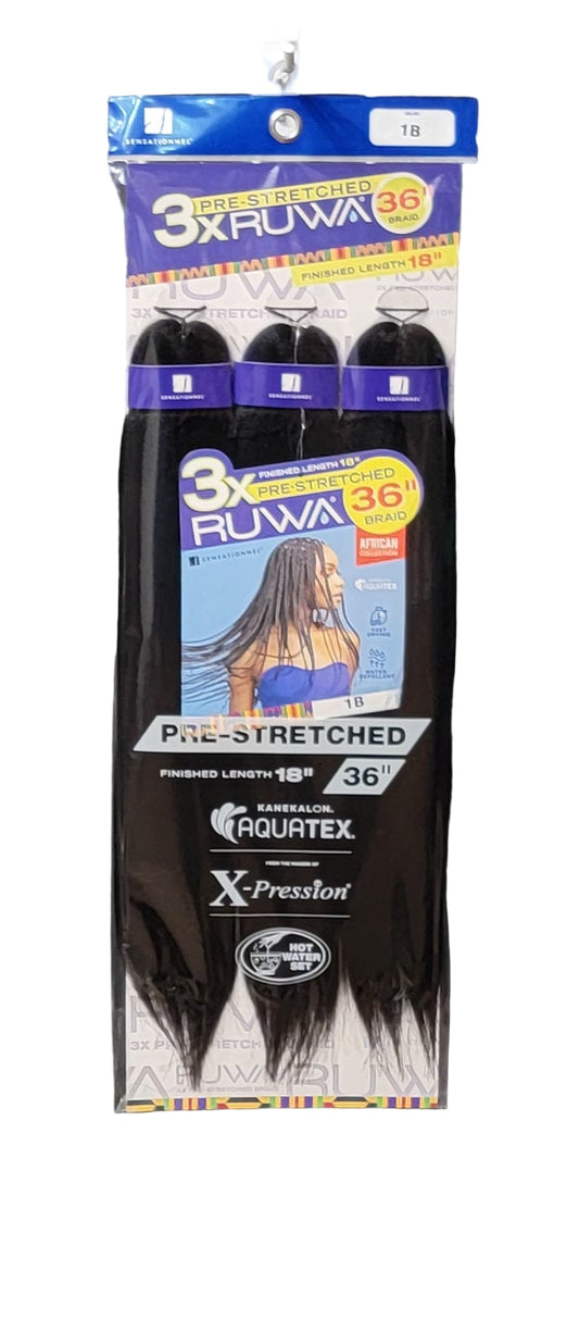 Sensationnel 3X Ruwa Pre-Stretched Braid 36in Color: 1B