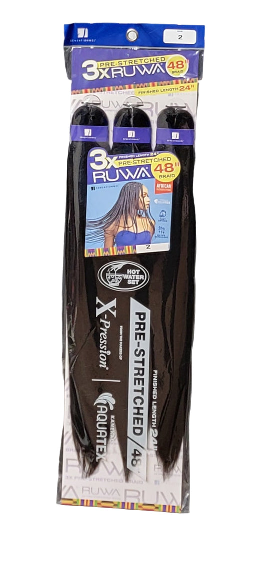Sensationnel 3X Ruwa Pre-Stretched Braid 48in Color: 2