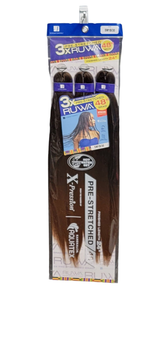 Sensationnel 3X Ruwa Pre-Stretched Braid 48in Color: SM1B/30