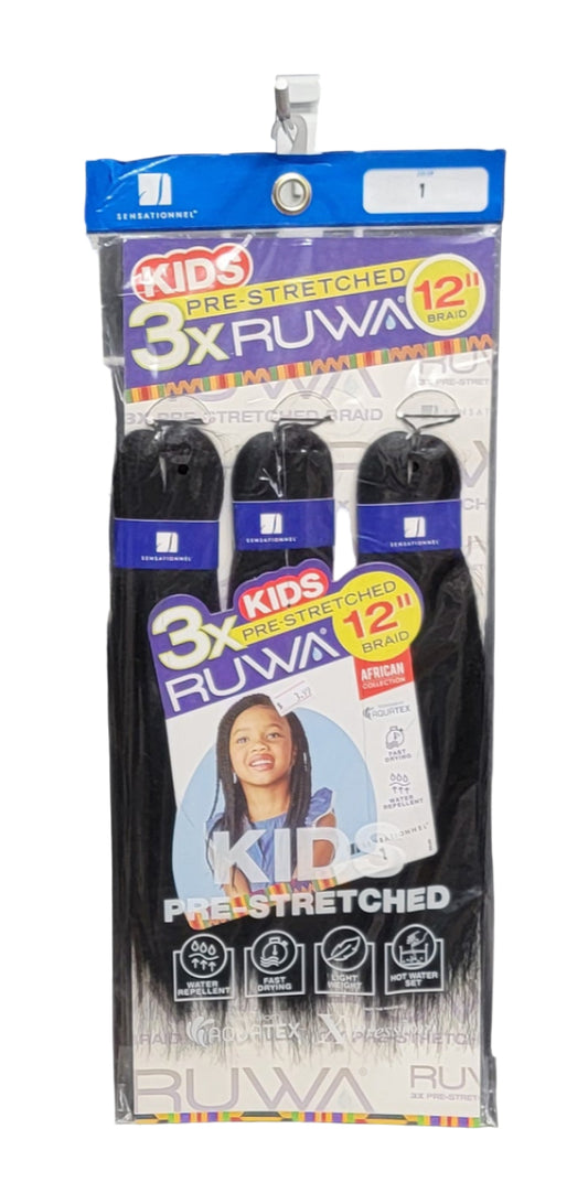 Sensationnel Kids 3X Ruwa Pre-Stretched Braid 12in Color: 1