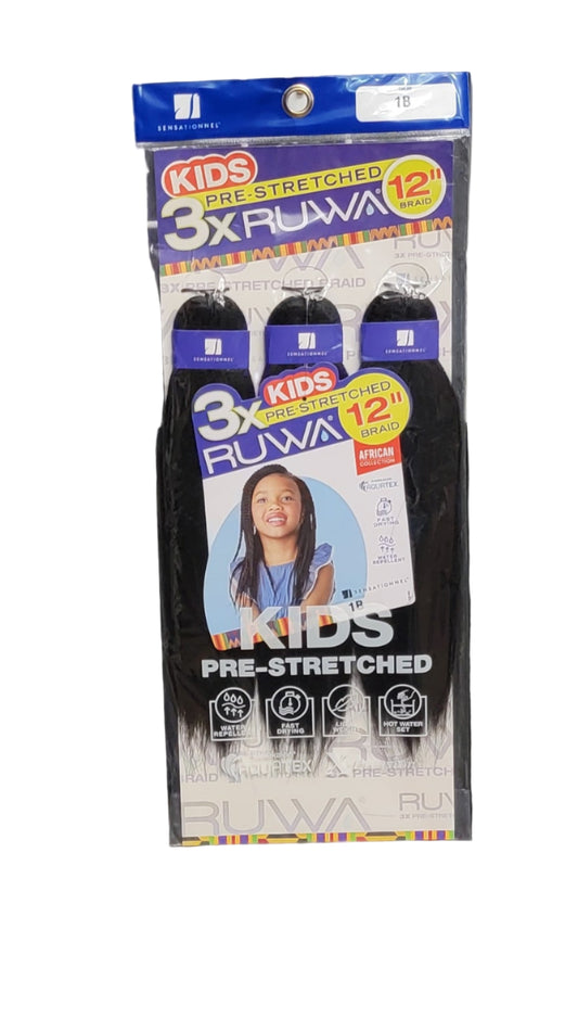 Sensationnel Kids 3X Ruwa Pre-Stretched Braid 12in Color: 1B