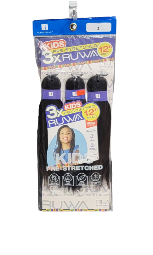 Sensationnel Kids 3X Ruwa Pre-Stretched Braid 12in Color: 2