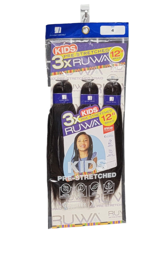 Sensationnel Kids 3X Ruwa Pre-Stretched Braid 12in Color: 4