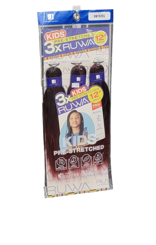 Sensationnel Kids 3X Ruwa Pre-Stretched Braid 12in Color: SM1B/BG