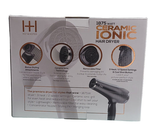 Hot & Hotter Ceramic Ionic 1875 Hair Dryer