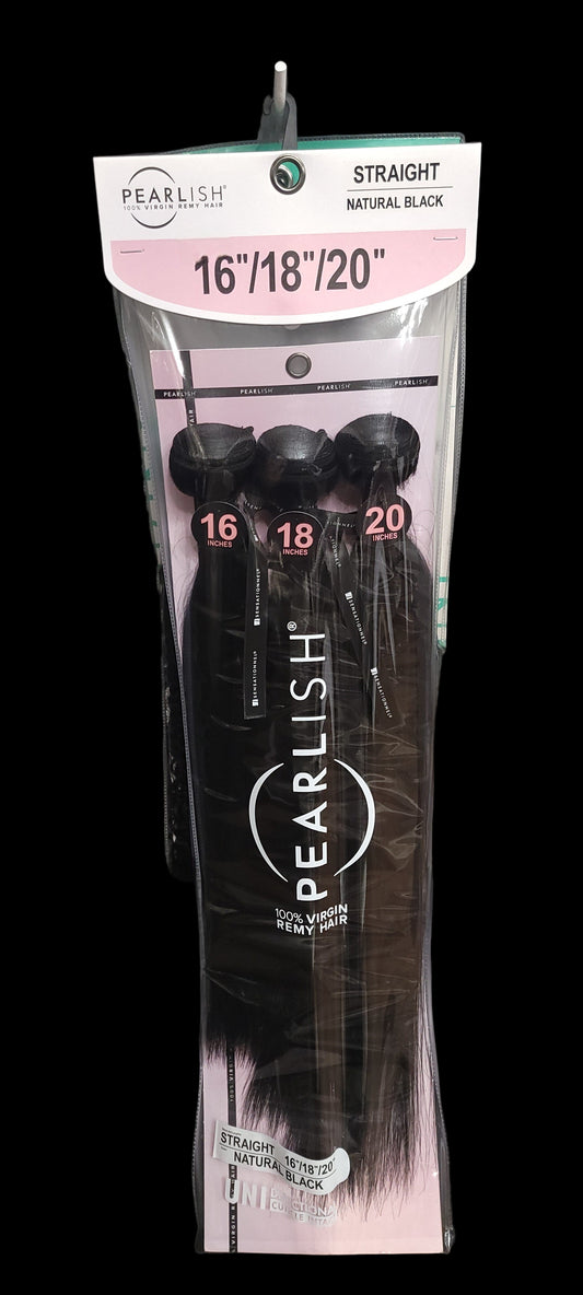 Sensationnel Pearlish 3pc Multi pack Virgin 15A Remi Straight 16/18/20" Bundles Color Natural Black