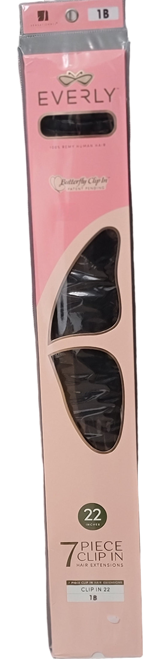 Everly 22" 7pc Remy Butterfly Clip-Ins Color 1B