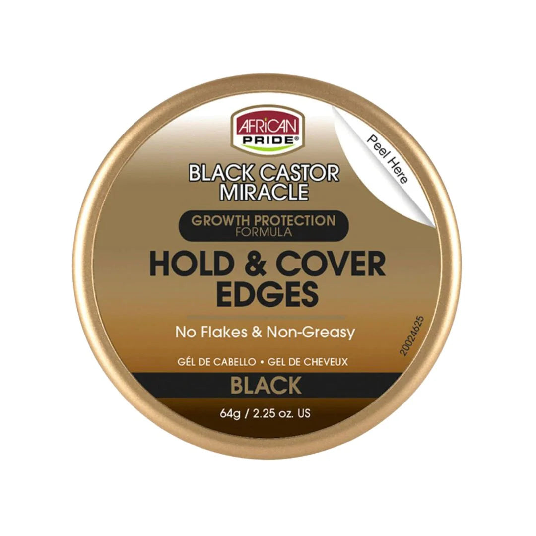 African Pride Black Castor Miracle Hold & Cover Edges - Black 2.25oz