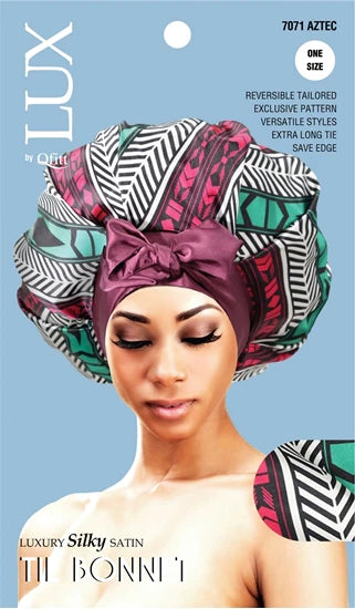 Qfitt LUX Luxury Silky Satin Tie Bonnet #7071 Assorted Patterns