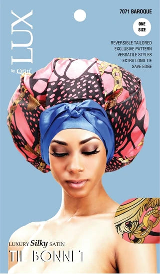Qfitt LUX Luxury Silky Satin Tie Bonnet #7071 Assorted Patterns