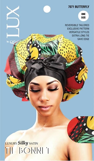 Qfitt LUX Luxury Silky Satin Tie Bonnet #7071 Assorted Patterns