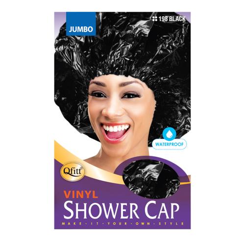 Qfitt Jumbo Black Vinyl Shower Cap