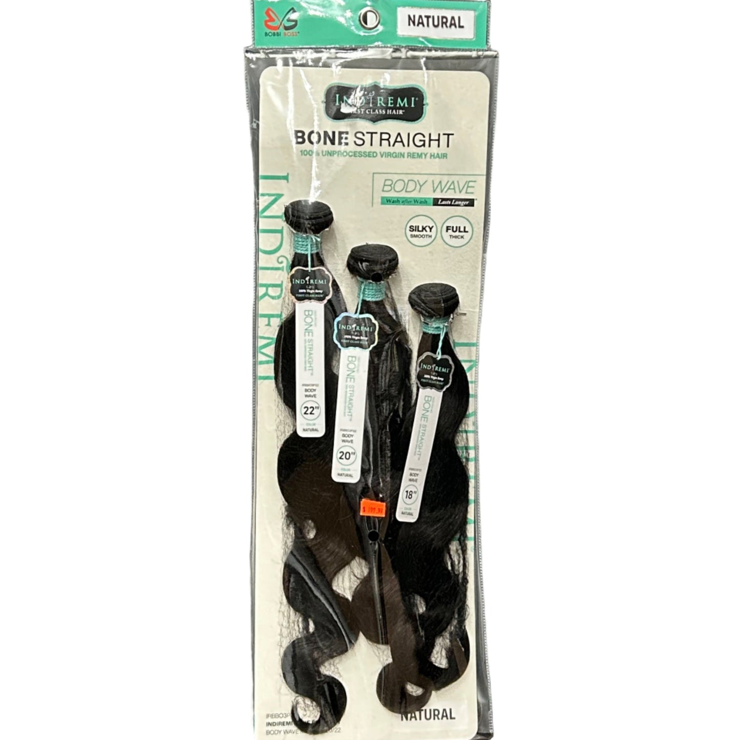 Bobbi Boss INDIREMI BONE STRAIGHT 3pc Body Wave bundles 18/20/22"
