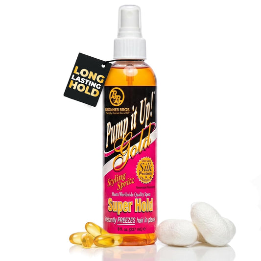Bronner Brothers Pump It Up Gold Styling Spritz Super Hold 8oz