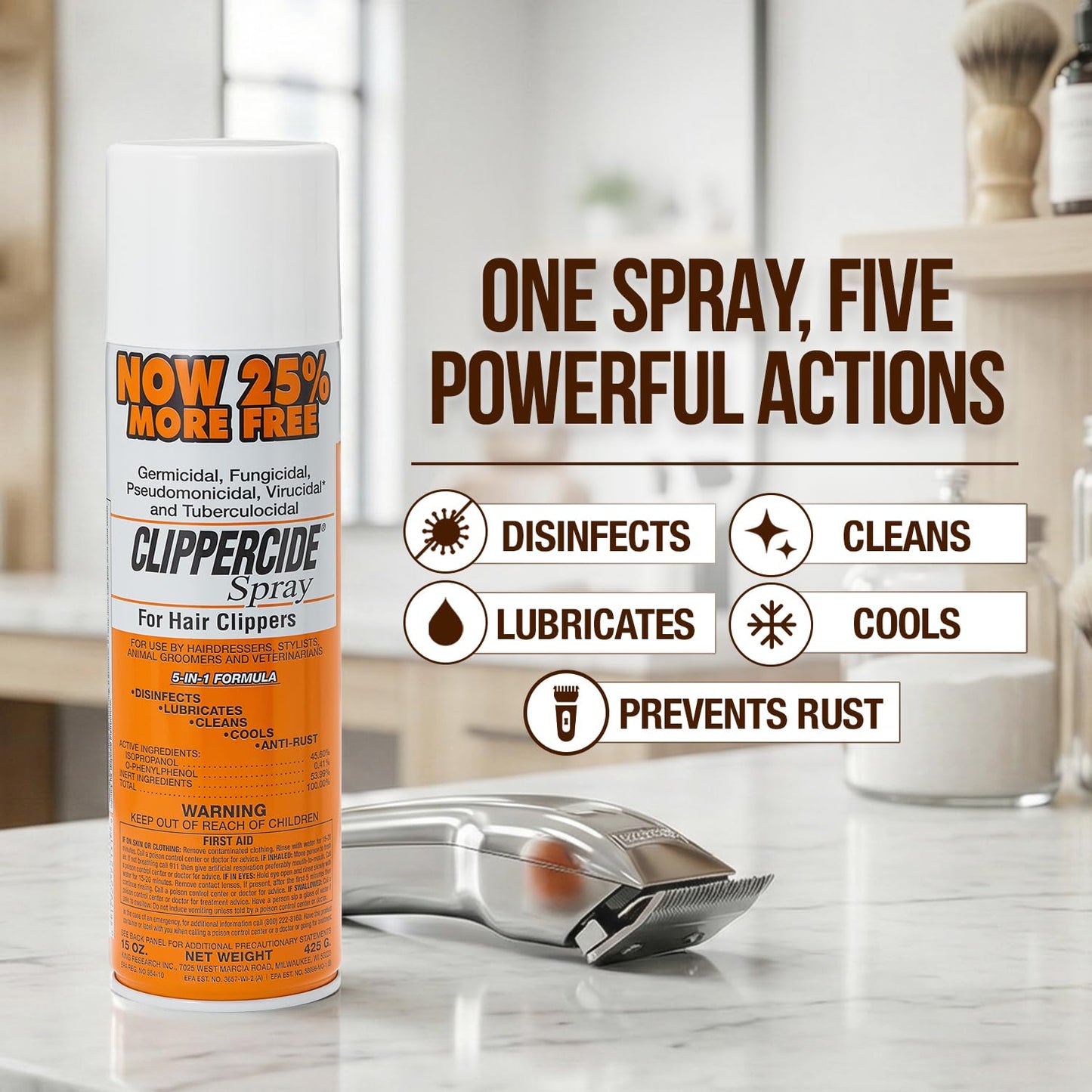Clippercide 5-In-1 Formula Clippers Spray 15oz