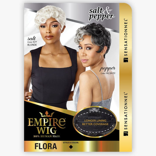 Sensationnel Empire Wig 100% Human Hair Salt & Pepper Flora