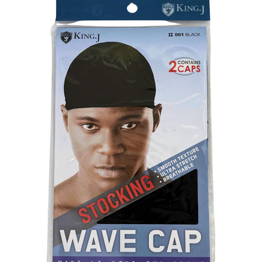 King.J Stocking Wave Cap Black 2pk