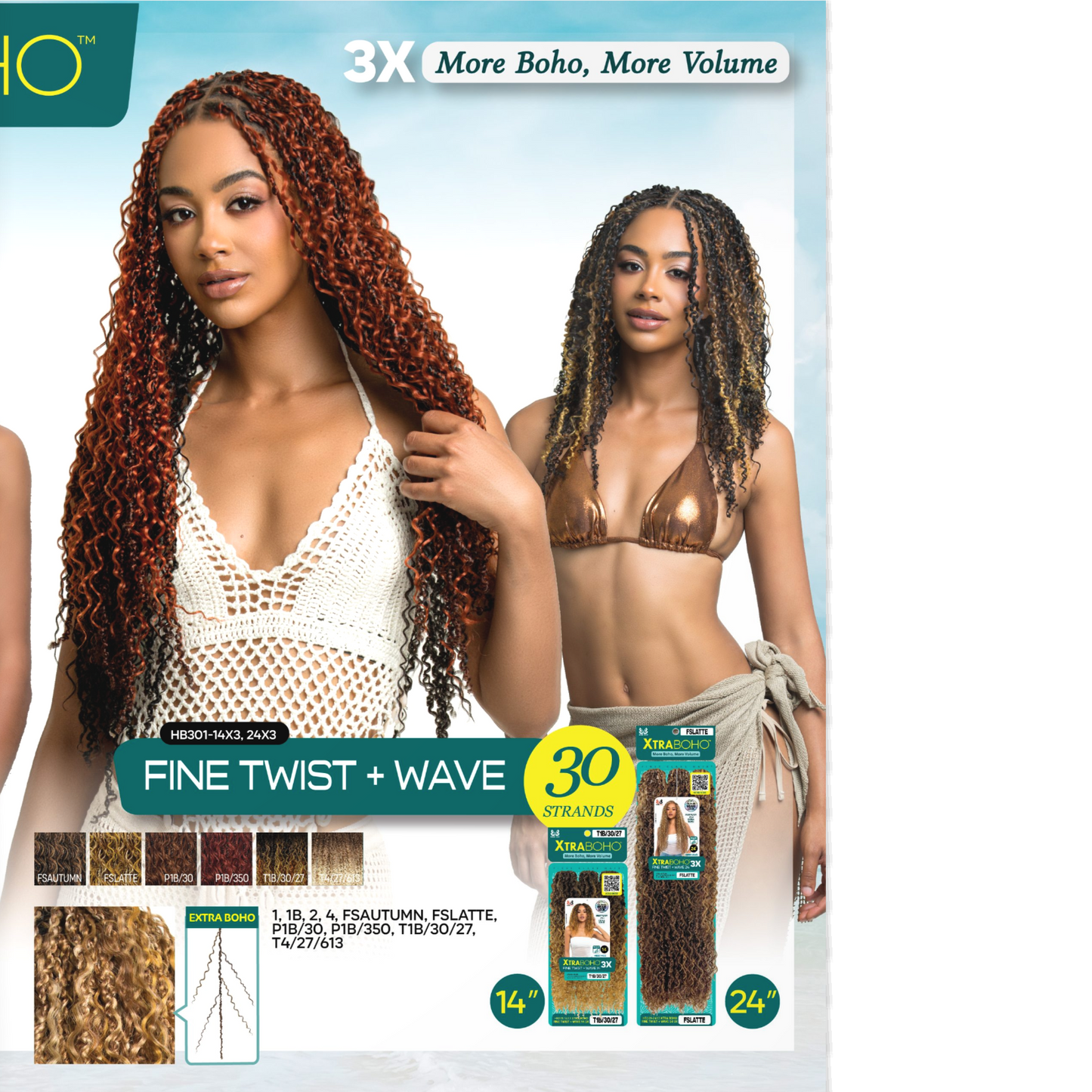 Bobbi Boss Xtra BOHO 3x Crochet Fine Twist Crochet + Wave 24"