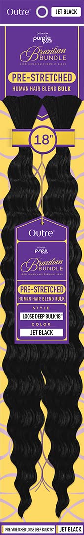 Outre Premium Purple Pack Brazilian Bundle Pre-Stretched Human Hair Blend Bulk Loose Deep Bulk 18"