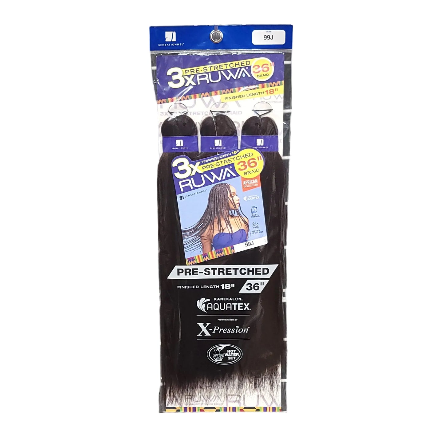 Sensationnel 3X Ruwa Pre-Stretched Braid 36in (18in) Color: 99J