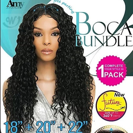 Amy Advance Boca 4x4 Closure w/ 18" 20" 22" Beach Curl Bundles