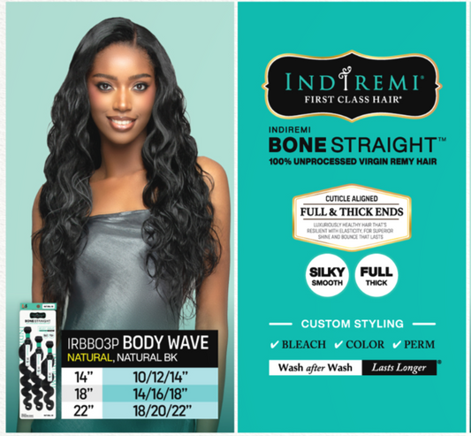 Bobbi Boss INDIREMI BONE STRAIGHT 3pc Body Wave bundles 18/20/22"