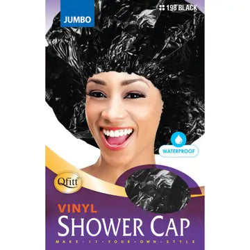 Qfitt Jumbo Black Vinyl Shower Cap