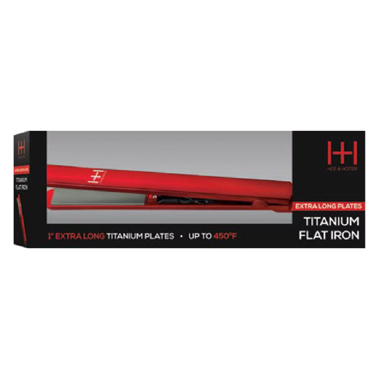Hot & Hotter Extra Long Titanium Flat Iron 1in Hair Straightener Red