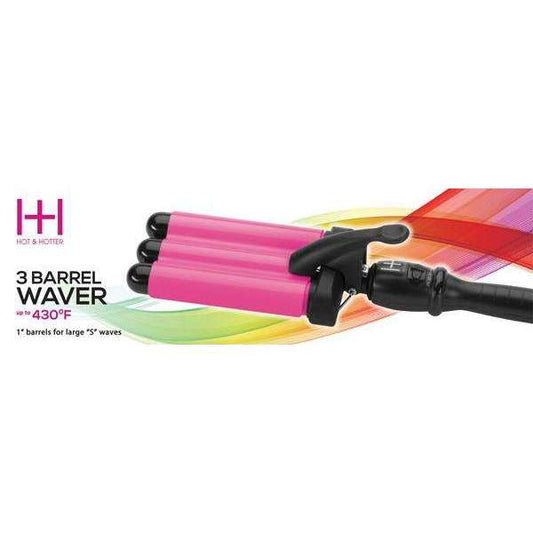 Hot & Hotter 3 Barrel Waver Curling Iron 1in, Black & Pink