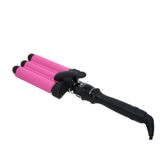 Hot & Hotter 3 Barrel Waver Curling Iron 1in, Black & Pink