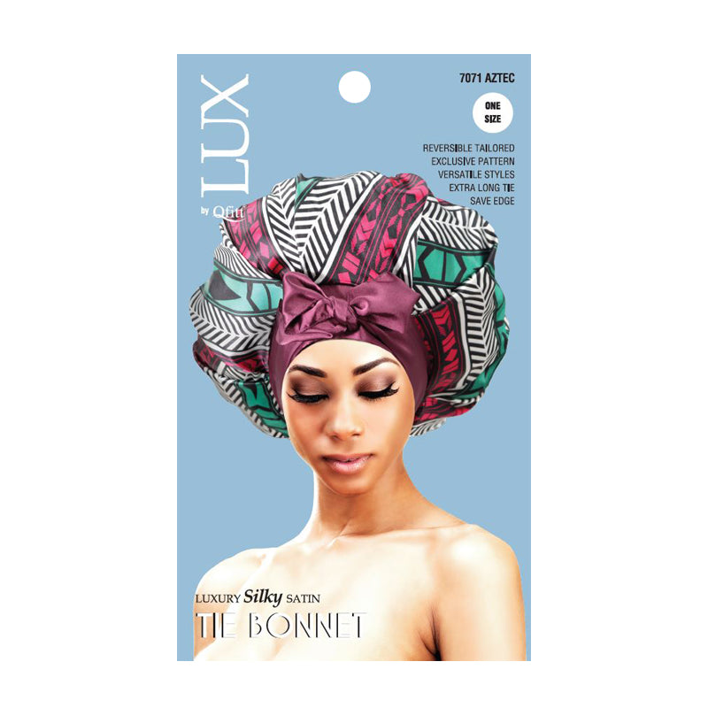 Qfitt LUX Luxury Silky Satin Tie Bonnet #7071 Assorted Patterns